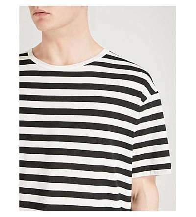 Shop Yohji Yamamoto Striped Cotton-blend T-shirt In White