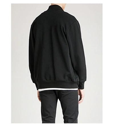 Shop Moschino Double Logo Cotton-jersey Sweatshirt In Black