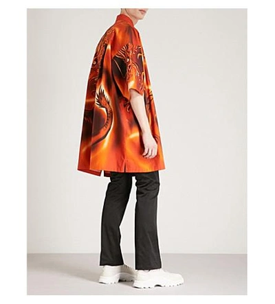 Balenciaga Dragon-print Oversized Cotton Shirt In Orange | ModeSens
