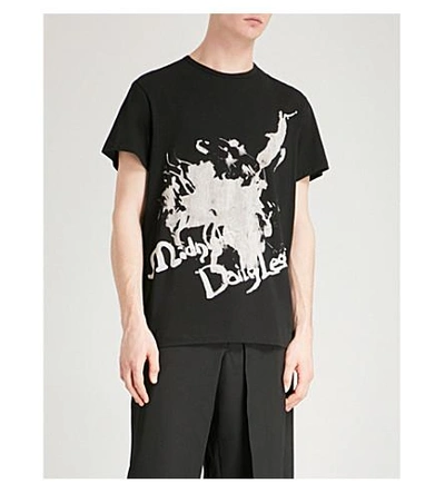 Shop Yohji Yamamoto Midnight Daily Lessons Cotton-jersey T-shirt In Black