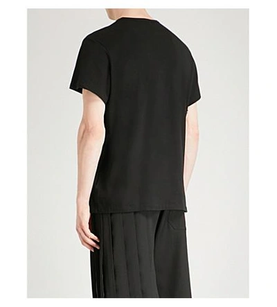 Shop Yohji Yamamoto Midnight Daily Lessons Cotton-jersey T-shirt In Black