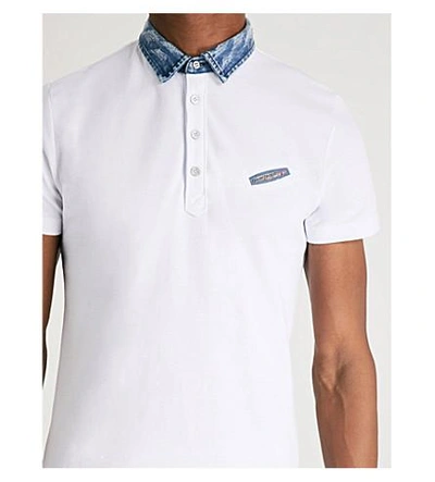 Shop Diesel T-sam Cotton-piqué Polo Shirt In Bright White