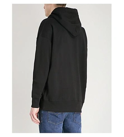 Shop Diesel S-alby-hood-a Printed Cotton-jersey Hoody In Black