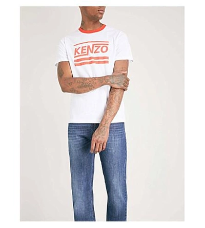 Shop Kenzo Printed Cotton-jersey T-shirt In White