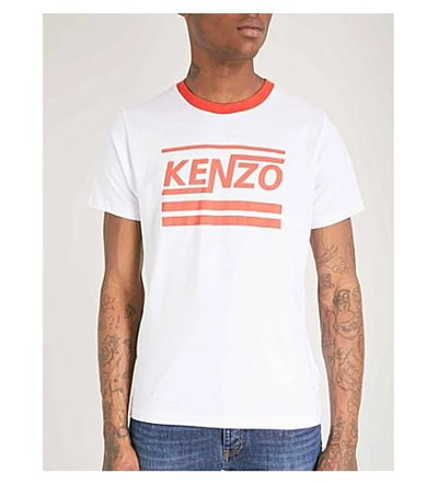 Shop Kenzo Printed Cotton-jersey T-shirt In White