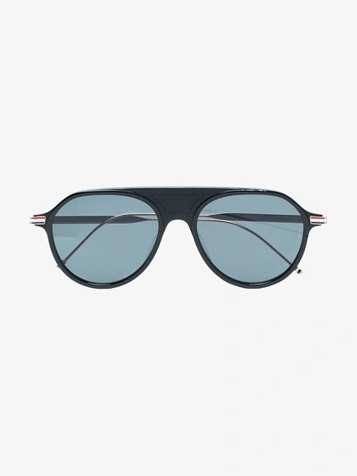 Shop Thom Browne Eyewear Pilotenbrille Mit Getönten Gläsern In Black