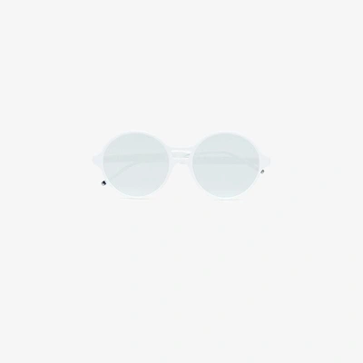 Shop Thom Browne Eyewear White Round Frame Mirror Sunglasses