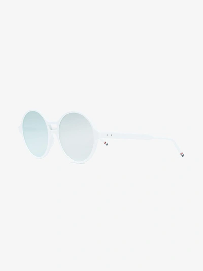 Shop Thom Browne Eyewear White Round Frame Mirror Sunglasses