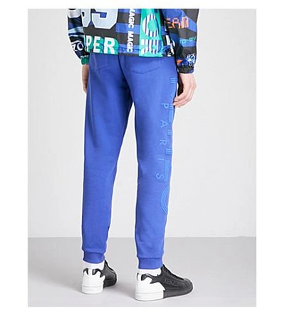 Shop Kenzo Logo-print Cotton-jersey Track Pants In French Blue
