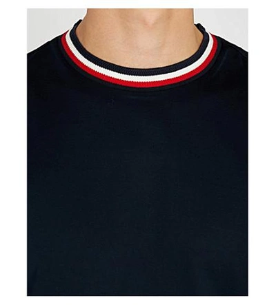 Shop Moncler Striped-trim Cotton-jersey T-shirt In Navy