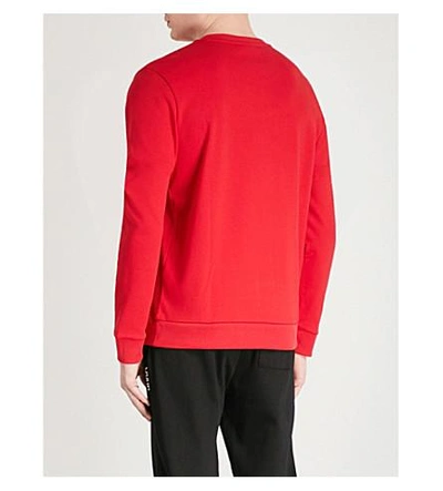 Shop Hugo Reverse Logo Cotton-jersey Sweatshirt In Bright Red