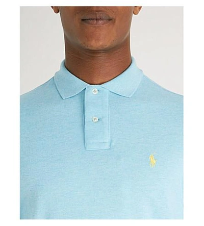 Shop Polo Ralph Lauren Slim-fit Cotton-piqué Polo Shirt In Watch Hill Blue Heather