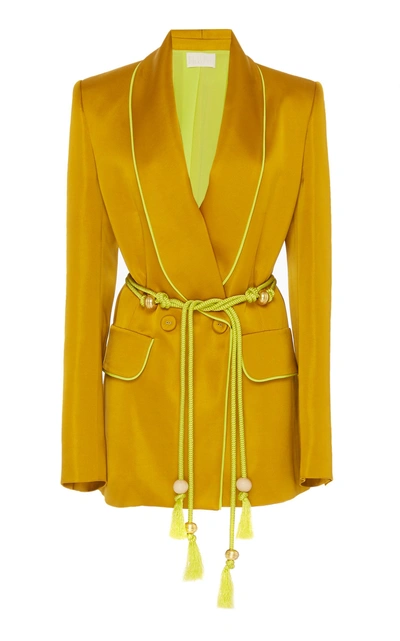 Shop Peter Pilotto Satin Blazer In Gold