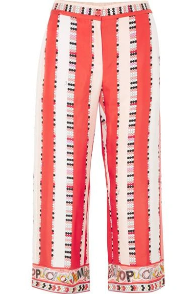 Shop Emilio Pucci Printed Silk-twill Pants In Coral