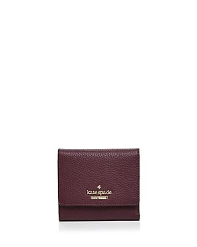 Shop Kate Spade New York Jackson Street Jada Pebbled Leather Trifold Wallet In Plum/gold