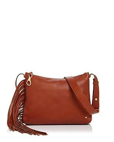 Shop Halston Heritage Tina Fringe Leather Crossbody In Canyon Tan/gold