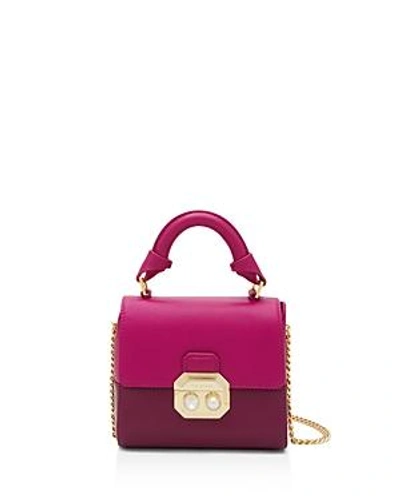 Shop Ted Baker Lady Crystal And Faux-pearl Small Leather Satchel In Bright Pink/gold