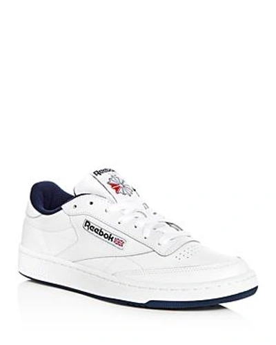 Shop Reebok Men's Classic Club Leather Lace Up Sneakers In Blue/white