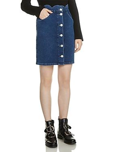 Shop Maje Jaron Button-front Denim Skirt