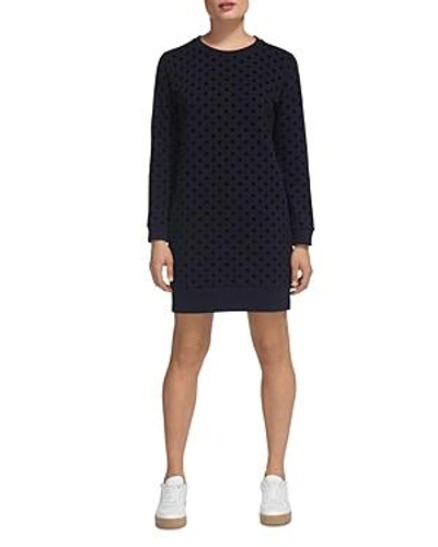 Shop Whistles Flocked Spot Sweatshirt Dress In Black