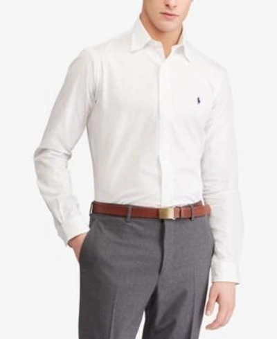 Shop Polo Ralph Lauren Men's Slim Fit Stretch Poplin Shirt In White