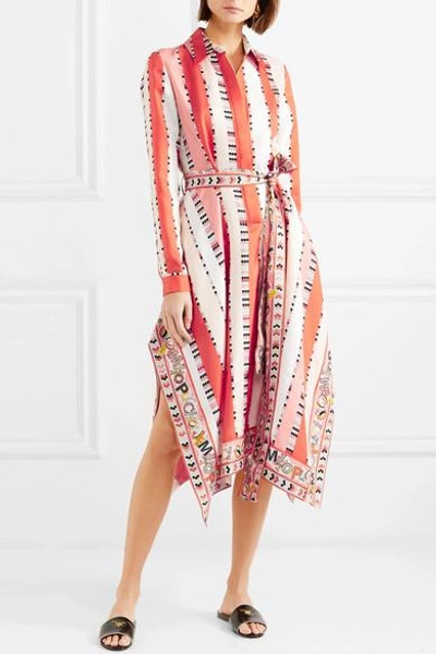 Shop Emilio Pucci Printed Silk-twill Midi Dress In Coral