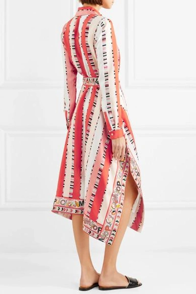Shop Emilio Pucci Printed Silk-twill Midi Dress In Coral
