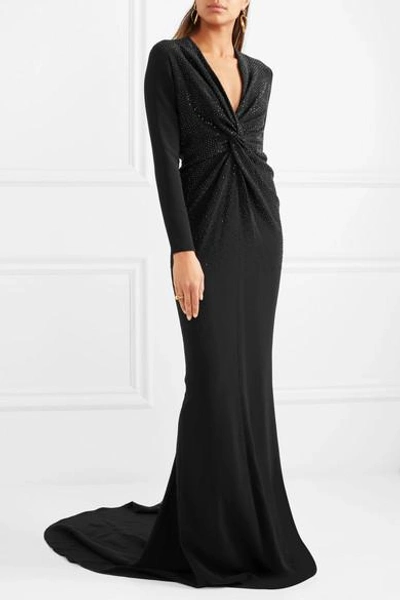 Shop Stella Mccartney Crystal-embellished Cady Gown