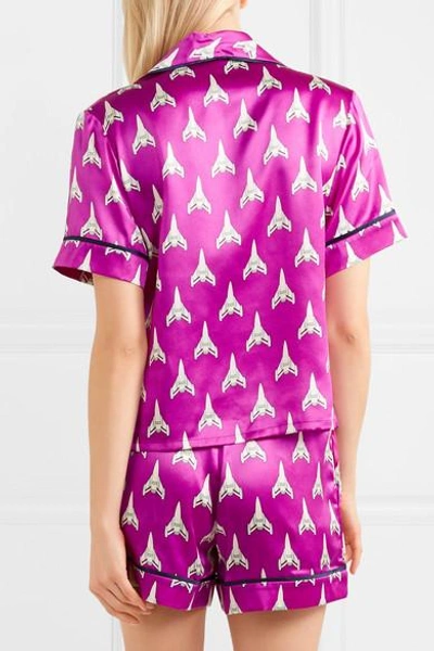 Shop Olivia Von Halle Millicent Printed Silk-satin Pajama Set In Magenta