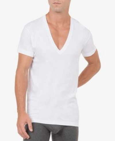 2(x)ist Men's Slim-fit Deep V-neck 3 Pack Undershirt In White