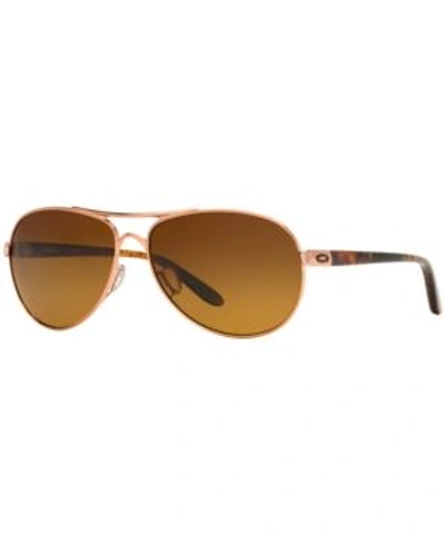 Shop Oakley Feedback Polarized Sunglasses , Oo4079 In Gold Pink/ Brown Gradient Polar