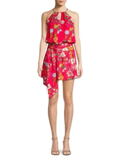 Shop Parker Larissa Silk Popover Dress In Red Sangria Red Floral