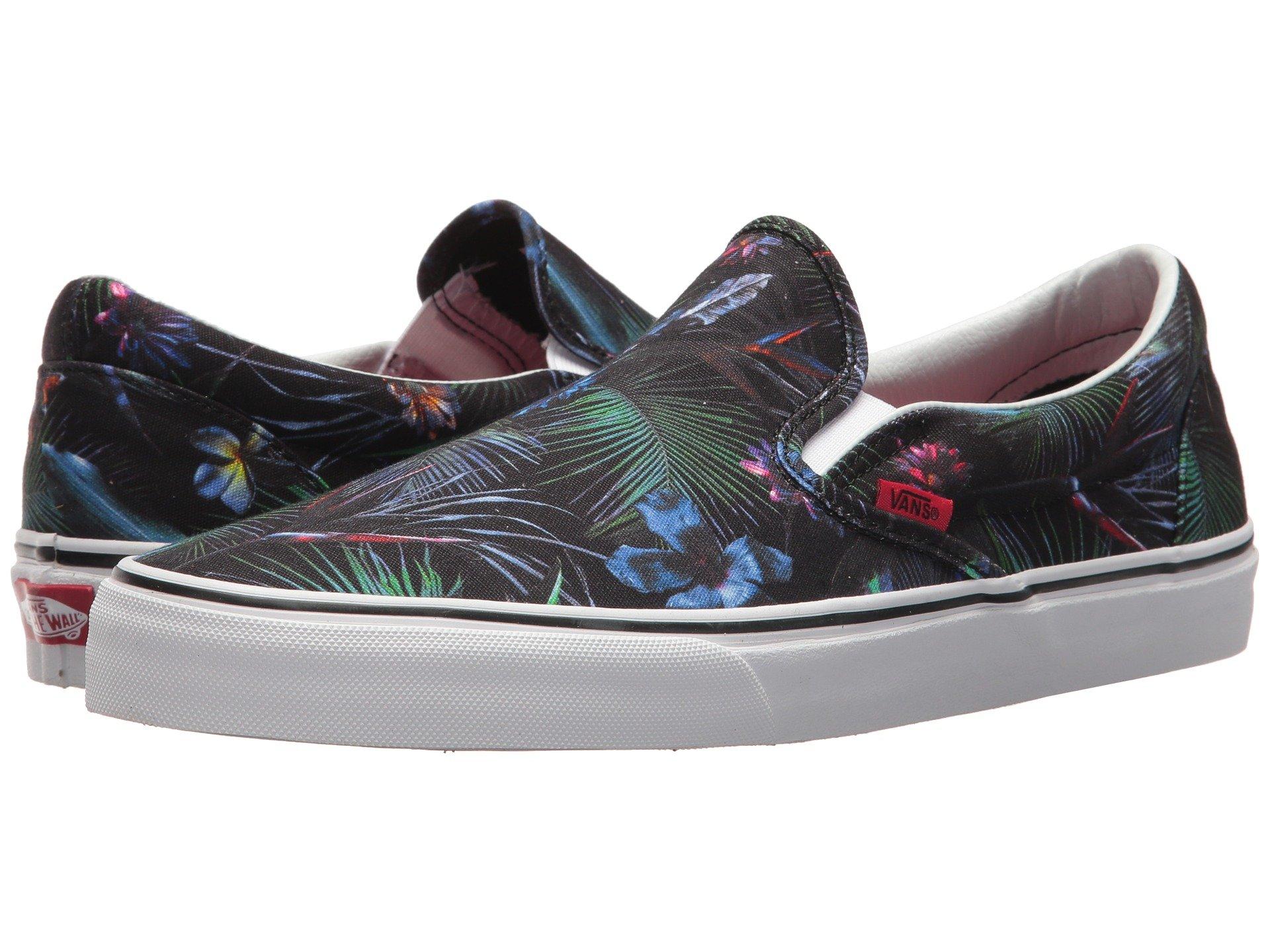 black and floral vans