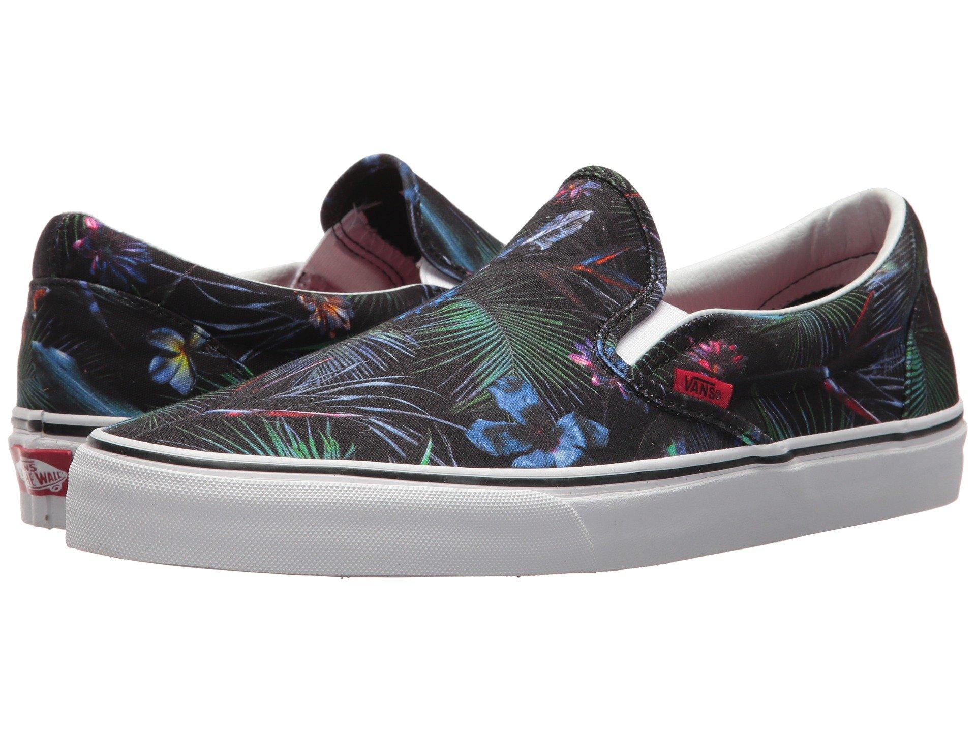 black floral slip on vans