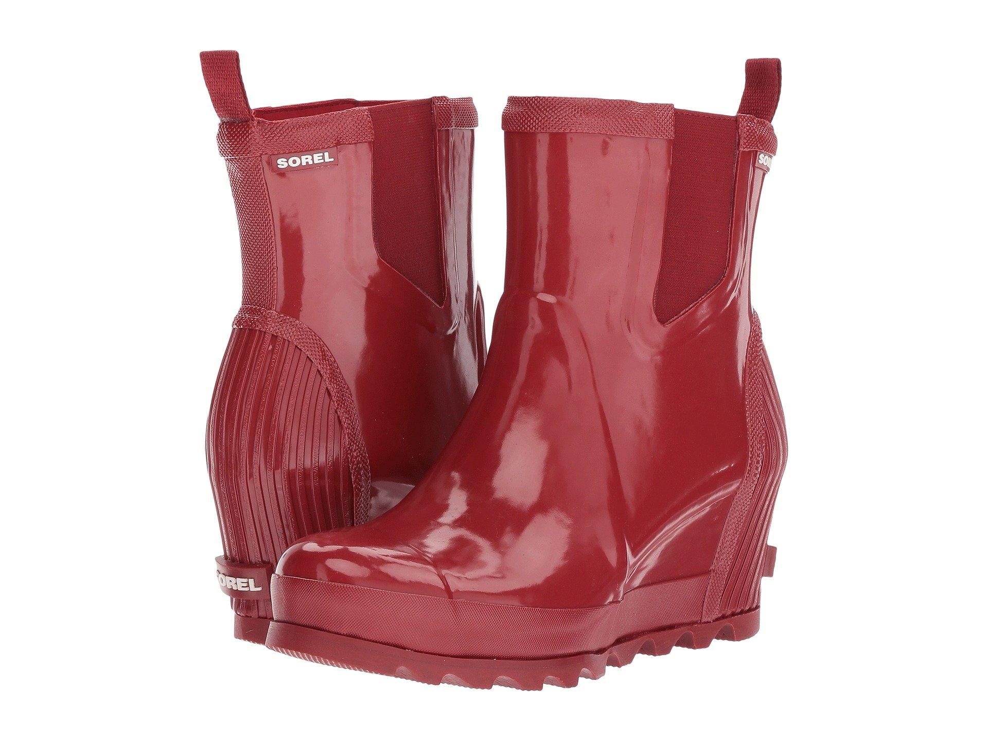 sorel joan glossy wedge rain boot