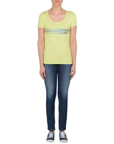 Shop Armani Jeans T-shirts In Acid Green