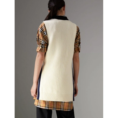 Shop Burberry Rib Knit Wool Cashmere Vest In Natural White