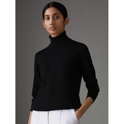Shop Burberry Silk Cashmere Roll-neck Sweater In Black