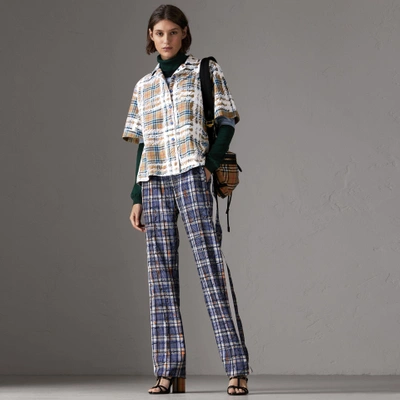 Burberry Short sleeve Scribble Check Cotton Shirt In Bright