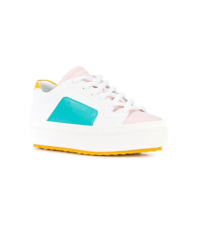 Shop Pierre Hardy Colorblock Lace-up Sneakers In White