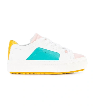 Shop Pierre Hardy Colorblock Lace-up Sneakers In White