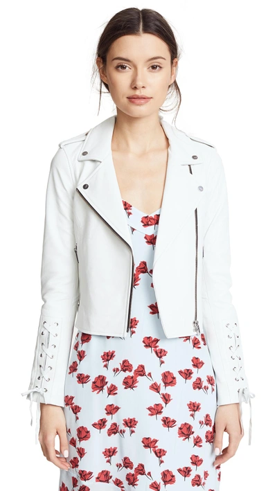 Shop The Mighty Company Florence Biker Crop Jacket In White