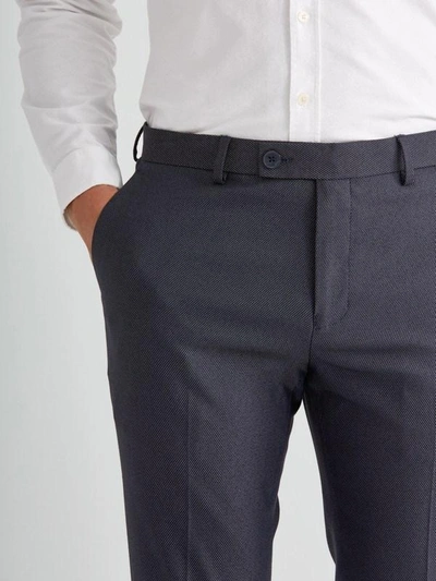 Shop Frank + Oak The Laurier Textured Cotton Blend Trouser In Mixed Navy