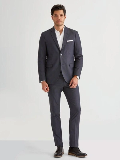 Shop Frank + Oak The Laurier Textured Cotton Blend Trouser In Mixed Navy