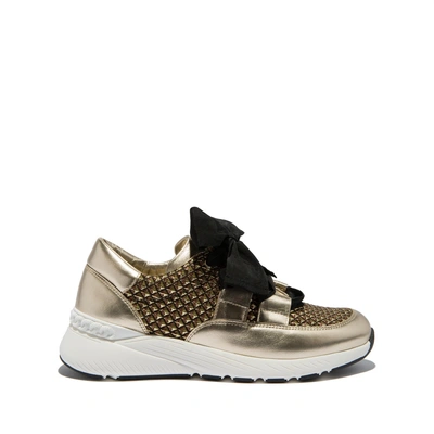 Shop Casadei Runners In Gold And Black