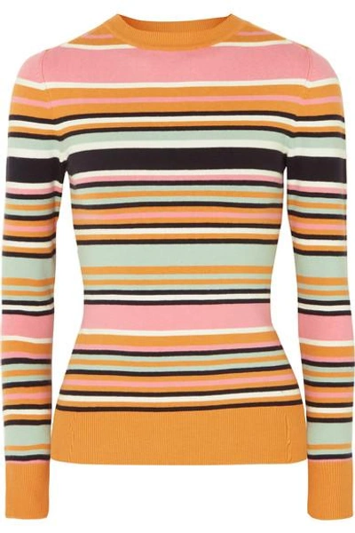 Shop Joostricot Striped Cotton-blend Sweater In Saffron