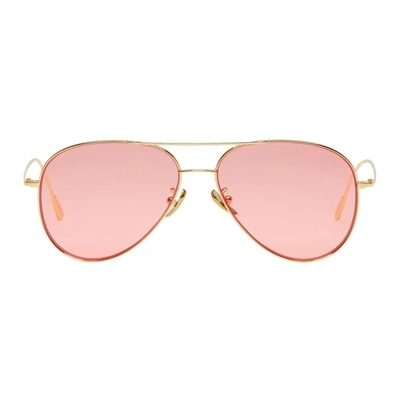 Shop Cutler And Gross Gold & Pink Aviator Sunglasses