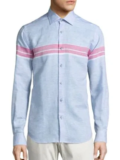 Shop Saks Fifth Avenue Collection Striped Long Sleeve Shirt In Blue