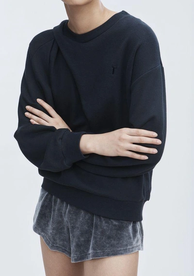 Shop Alexander Wang Asymmetric Drape Sweatshirt In Black