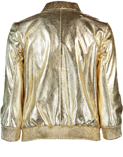 Shop Blugirl Metallic Leather Jacket In Oro